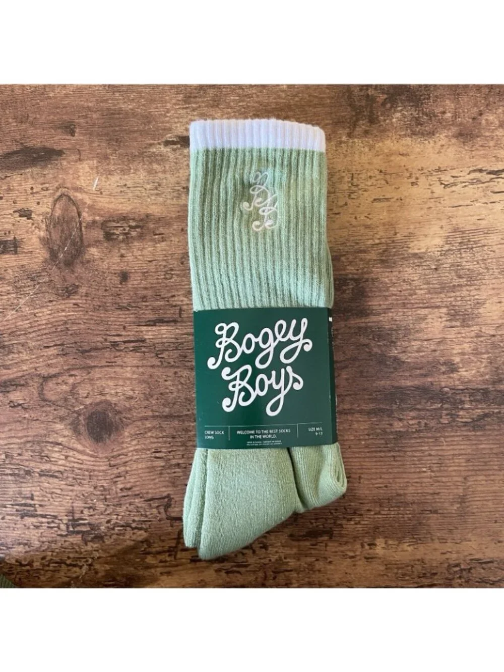 Bogey Boys by Macklemore Mens Essential Crew Socks Sz 9-12 Green White Golf